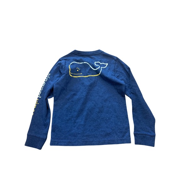 Vineyard Vines Boys Blue Long Sleeve Whale Logo Pocket Shirt Size 6 NWT - Picture 2 of 3